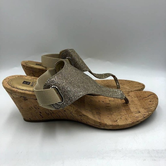 White Mountain Women's Gold Wedge Sandals - Picture 10 of 15